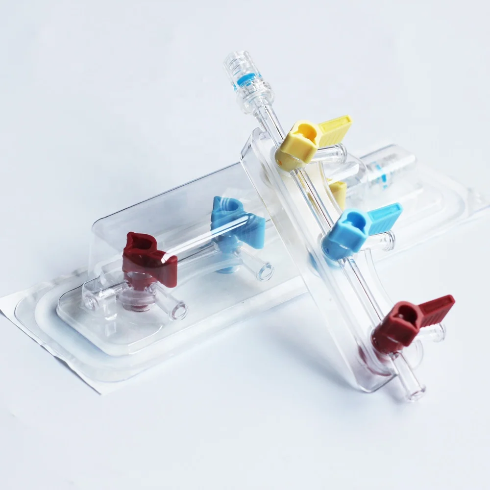 Medical plastic 3 port 3 way infusion manifolds(Right ON Right Off)