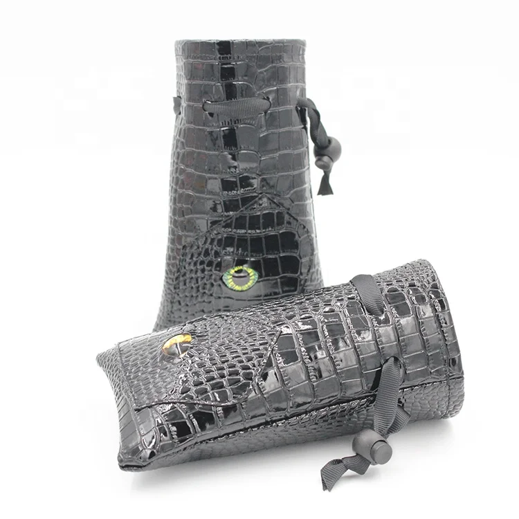 Hot sale custom logo small Drawstring Bag PU Leather game Dice Pouch with dragon eye