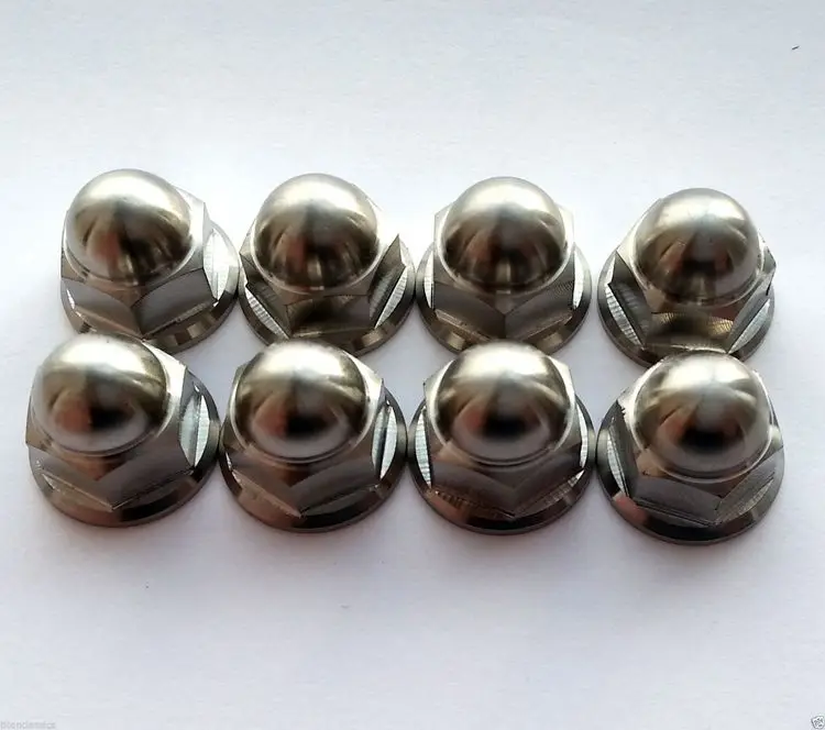 FLANGE Dome Nut M6 M8 GR5 Titanium for Yamaha Motorcycle Din 1587,DIN1587 Polished GR2,GR5 100PCS CN;SHA Metric 1.25 LHTI CNC
