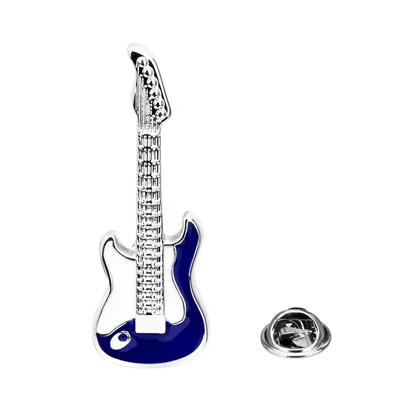 
Wholesale Custom Novelty Blue Guitar Lapel Pin Brooch Pin Brand 