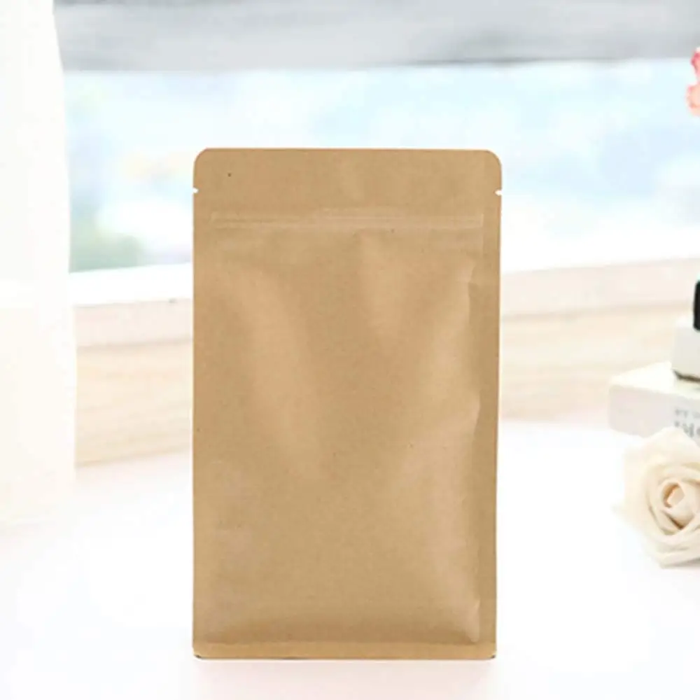 Wholesale Self Standing Kraft Paper Zip Lock Moisture Proof Tea Packaging Bag Pouch