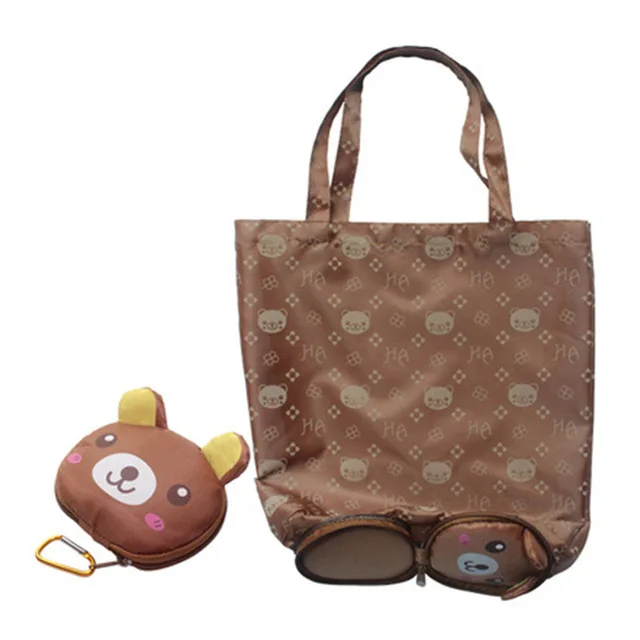Cartoon Animal Folding Shopping Tote Reusable Eco Bag Panda Frog Pig Bear waterproof shopping bag Grocery Reusable Handbags