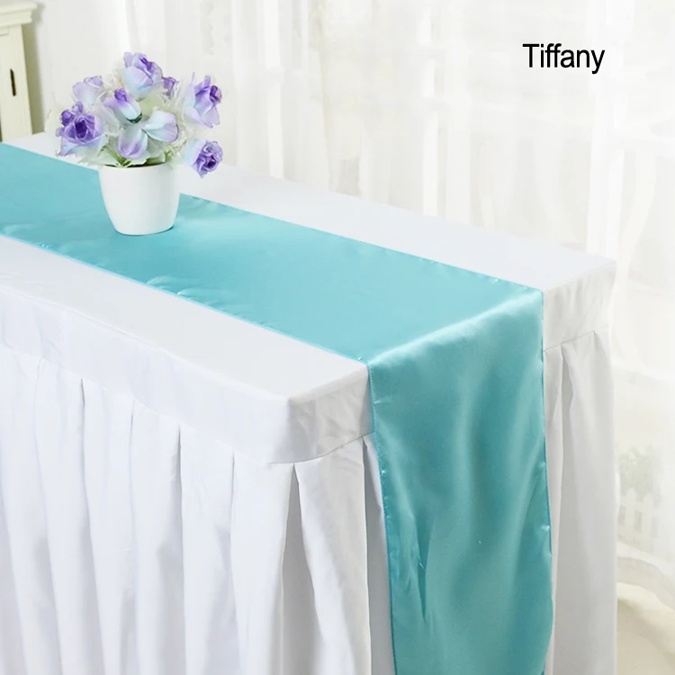 Дешевые Современные однотонные цвет свадебные атласные Таблица Бегуны для дома партии свадебные украшения стола