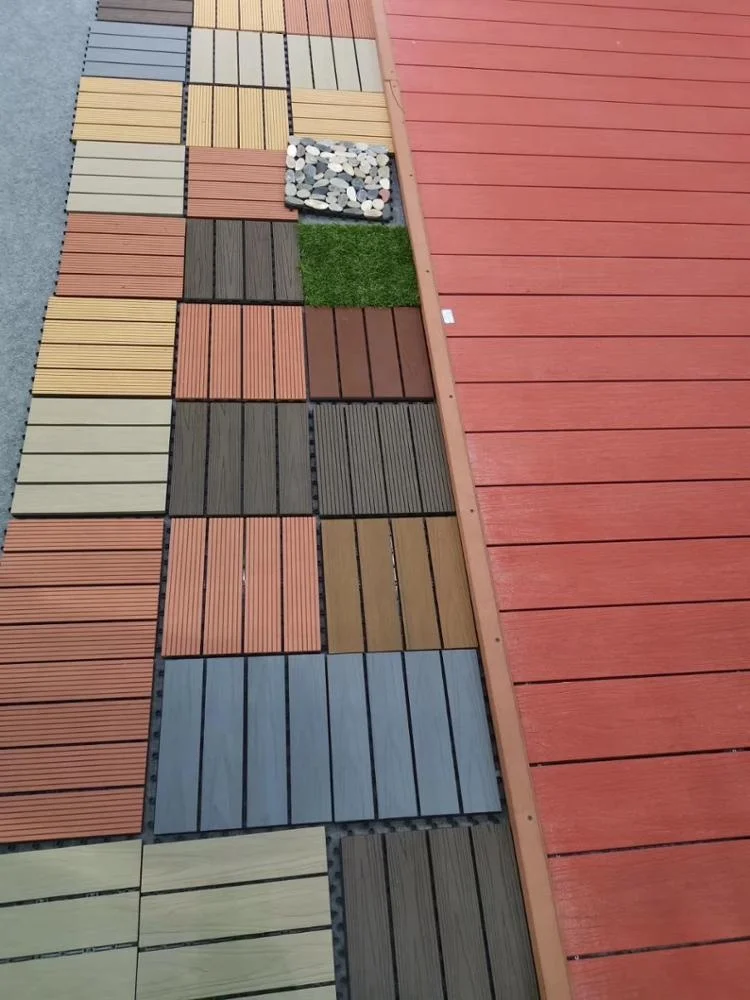 2019 hot sale outdoor interlocking wpc floor diy deck tiles/sports flooring/rubber wood floor decking