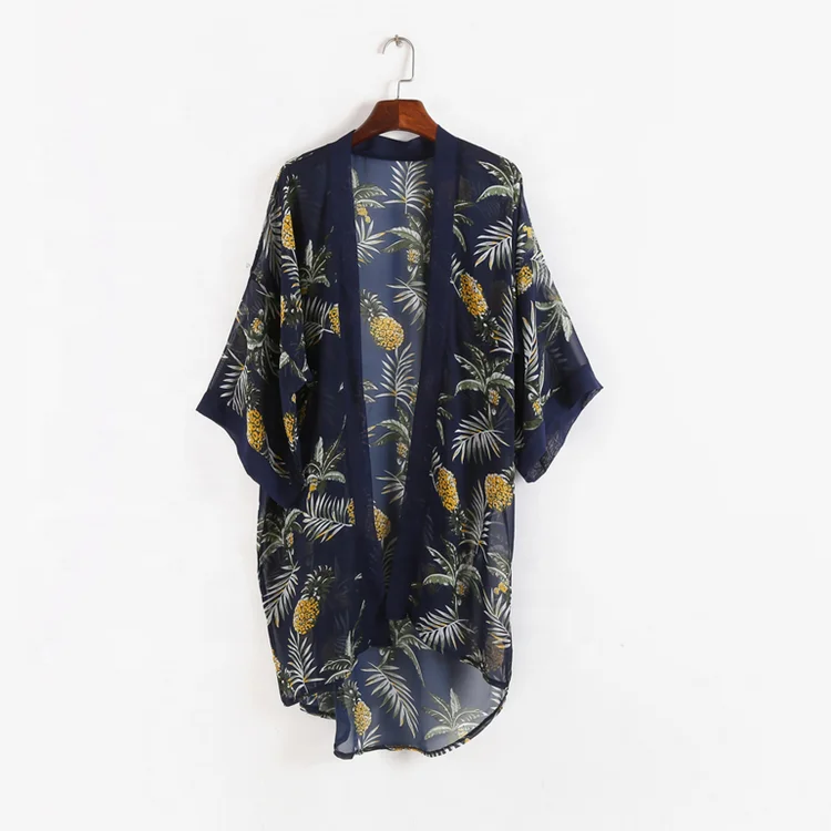 New Types Women Summer Beach Long Print Floral Thin Coat Chiffon Kimono Cardigan
