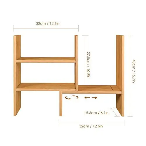 bamboo bookshelf desk storage organizer