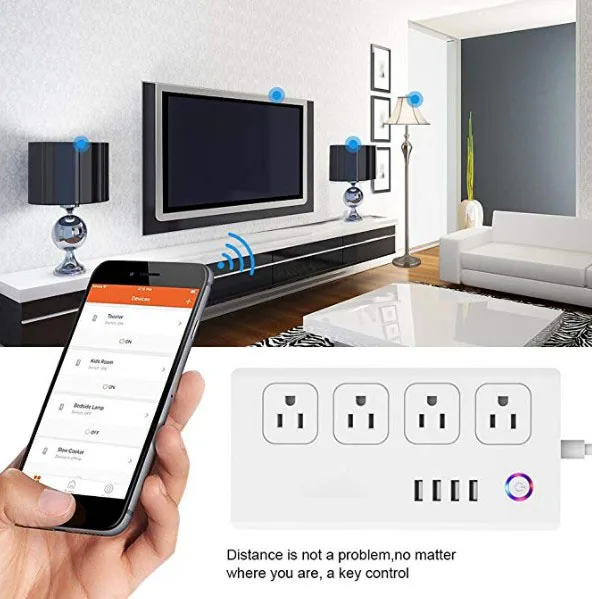 Устройство защиты от перенапряжения нам WiFi смарт-удлинитель с 4 розетками переменного тока и 4 usb-порта поддержка Alexa Google Home IFTTT