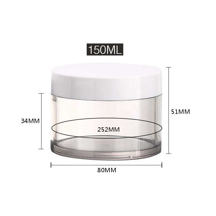
Fancy packaging 100ml 200ml PET cosmetic jar with white cap 