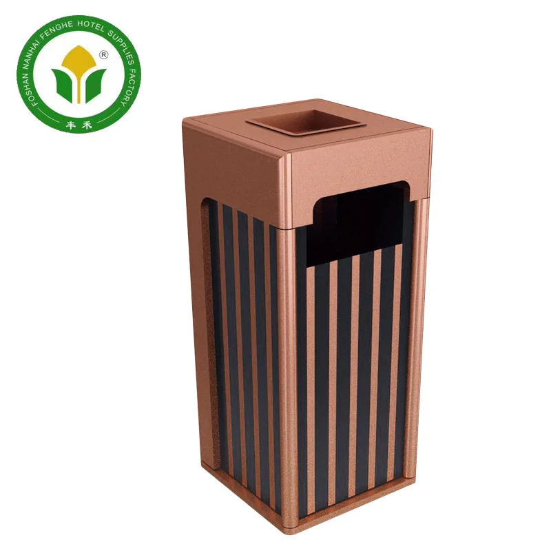Customized colorful square metal rubbish bin ground ash barrel waste bin