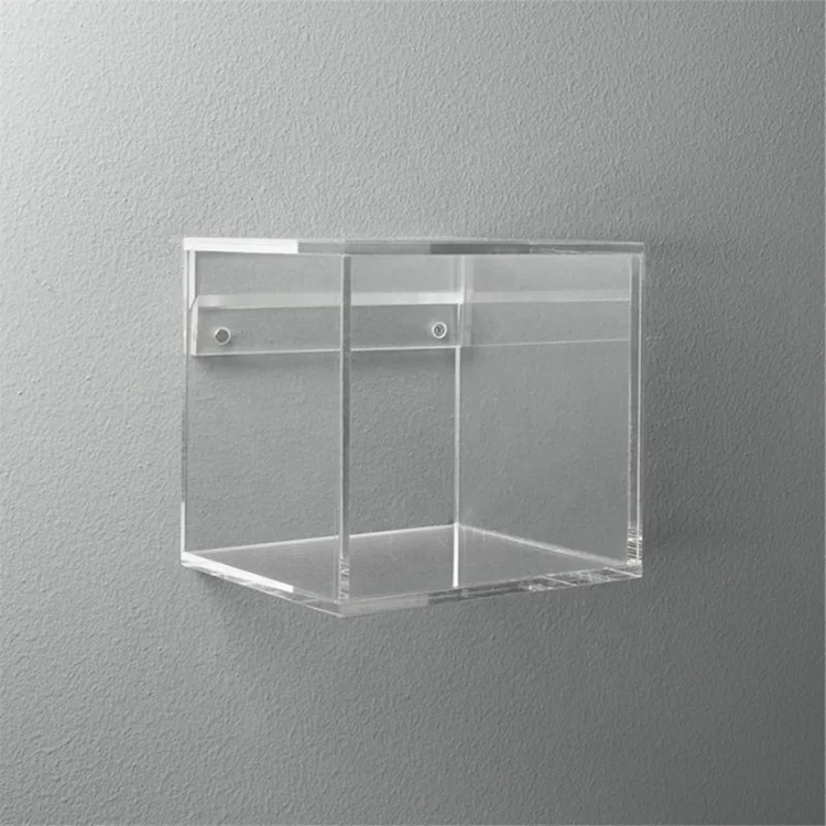 Hot sale clear acrylic wall mounted display cube shelf for wholesale