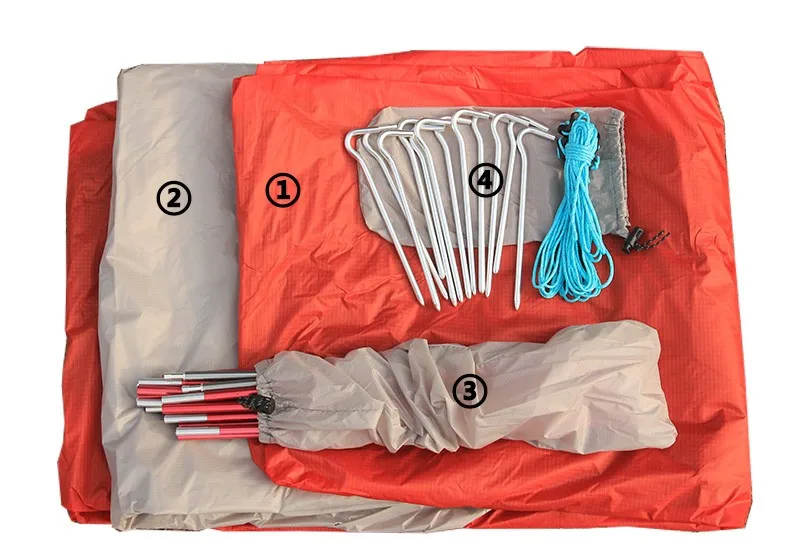 2 Person Double Layer Silicone Oil Coated Aluminum pole ultralight hiking folding tents camping outdoor