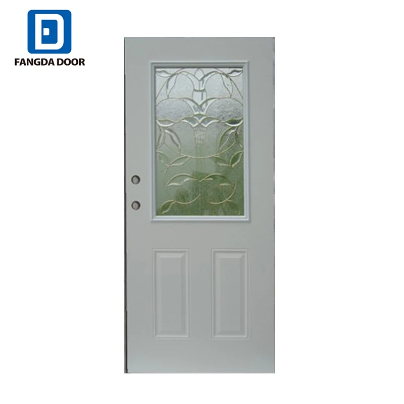 36 in. x 80 in. Premium 1/2 Lite Mini Blind Primed Steel Prehung Front Door