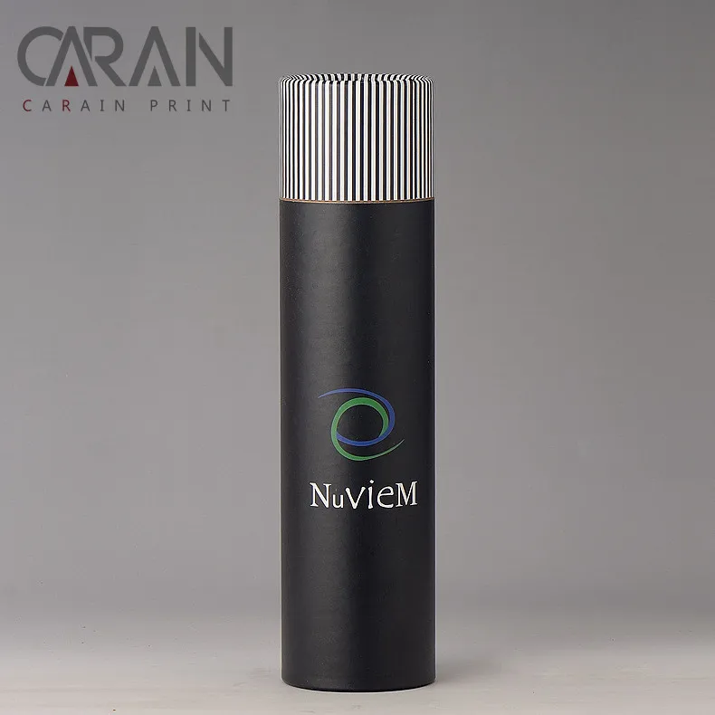 
Color printed black matte round 500ml bottle package paper tube 