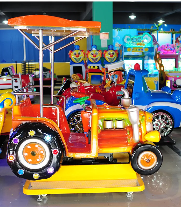 Factory Price Coin Operated Arcade Indoor Sport Amusement Tractors Kids Swing Car Game Machines  For Sale