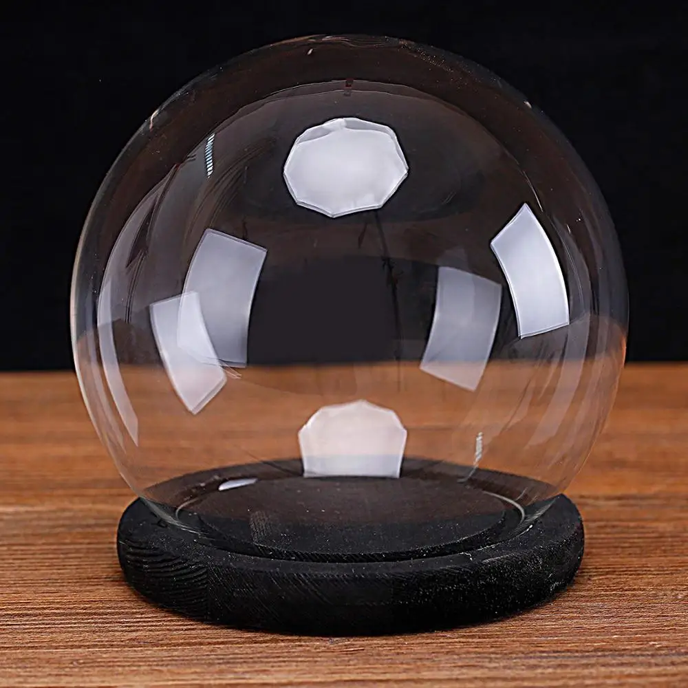 
Custom black base Glass mini diy empty snow globe 