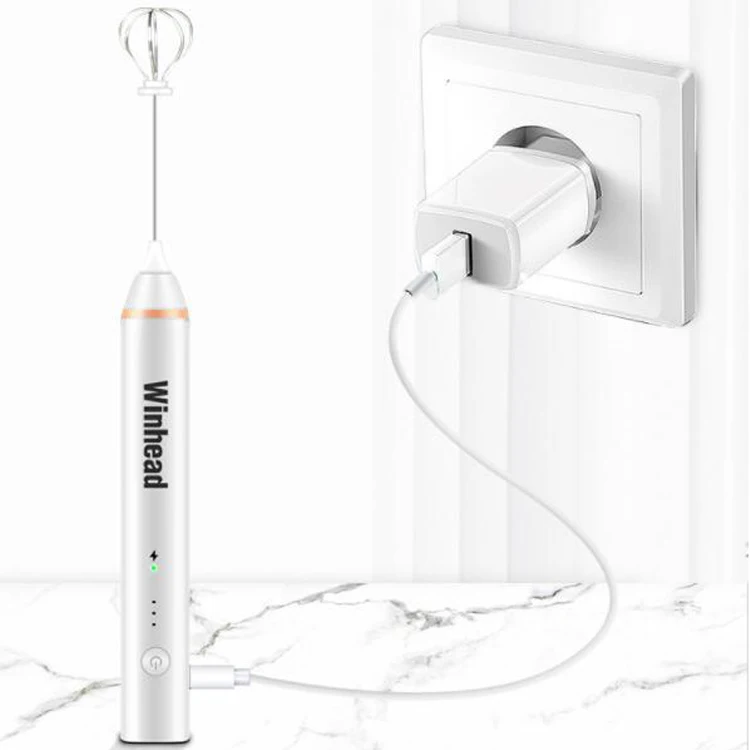 USB Rechargeable Coffee Lattes Milk Frother Handheld Electric Foam Maker Drink With 2 Stainless Steel Whisk