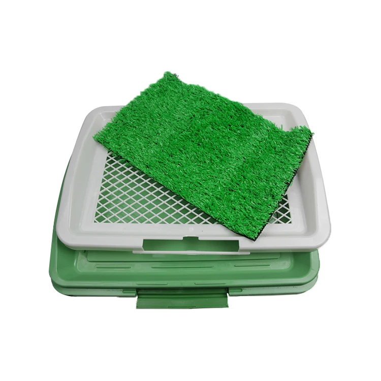 Portable pet dog toilet training plastic litter box with lawn indoor grass mat pad puppy potty