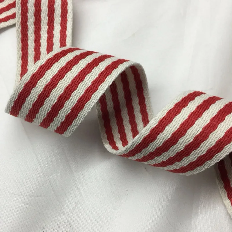 1.5inch width 1.5mm thickness multi color cotton strip ribbon for bag strap