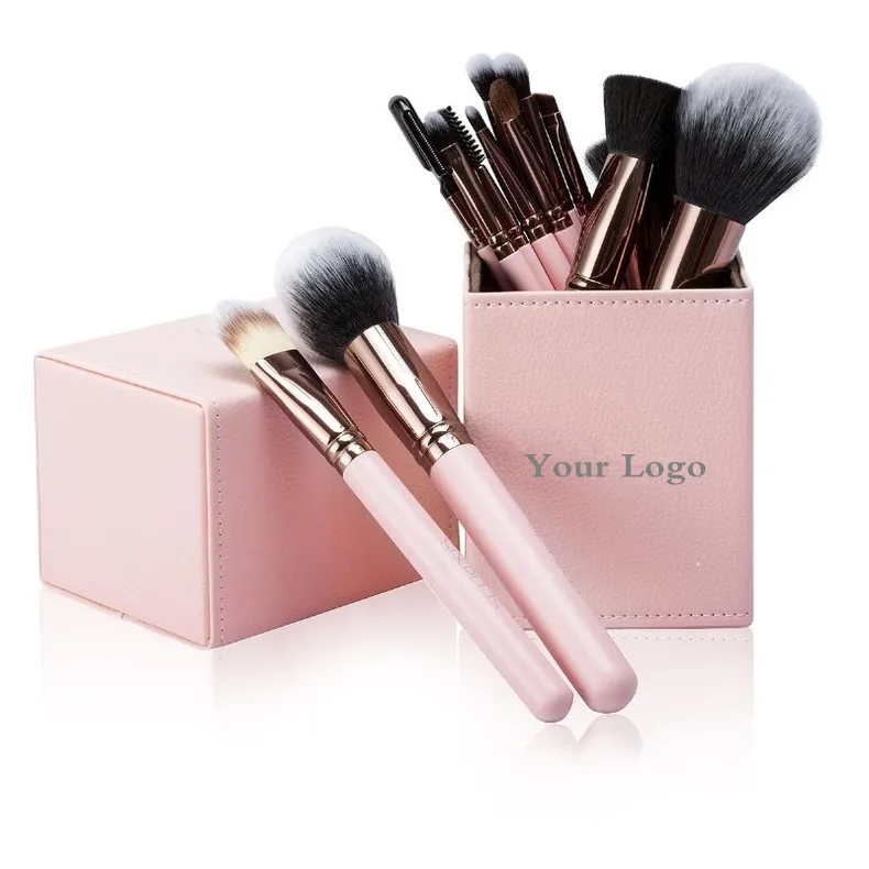 
Top quality custom makeup accessories pink 15 piece makeup brush set with case 