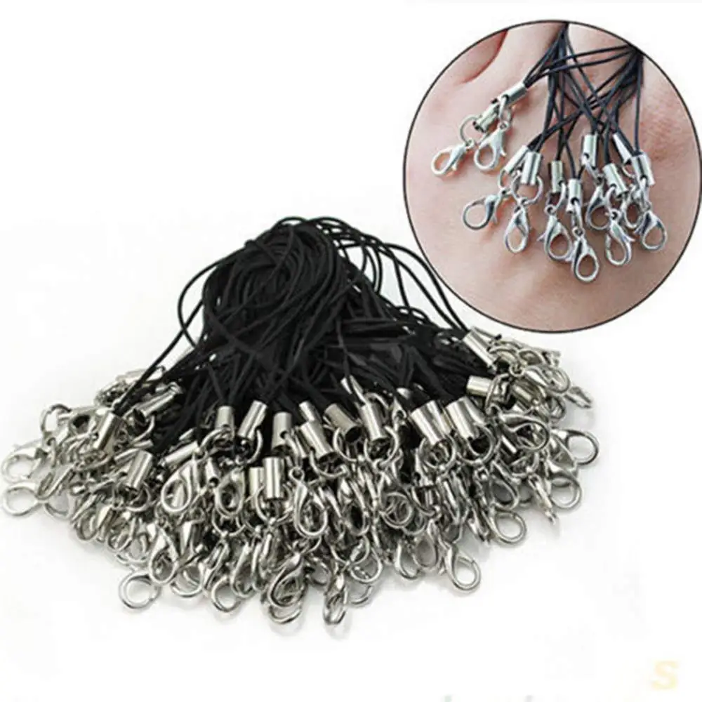 Black Cell Phone Lanyard Cords Strap Lariat W/ Lobster Clasp Black Cellphone Strap With Color Tone Split Ring and Lobster