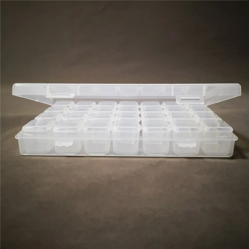 28 Grid Jewelry Diamond Painting Detachable Plastic Transparent Rhinestone Nails Art Container Bead Storage Box