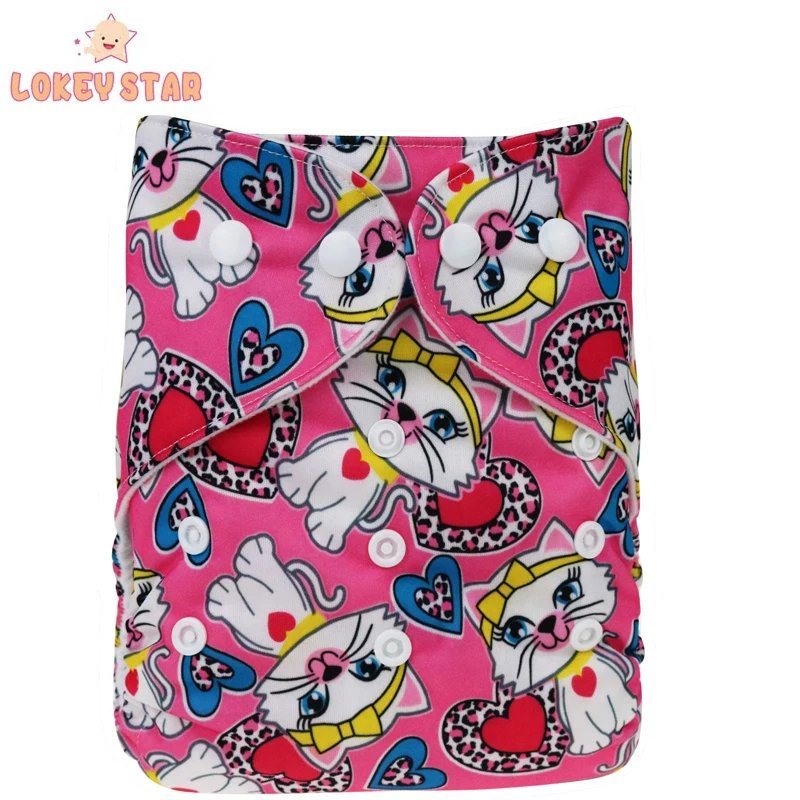 Lokeystar Pink Monkey One Size All in One Diaper Washable Baby Cloth Diapers Overnight Sleepy Baby Diaper