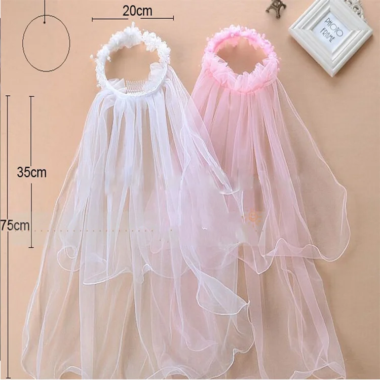Girl Veil Garland Child Rosette Flower Headband Tiara Wedding Prom Headpiece