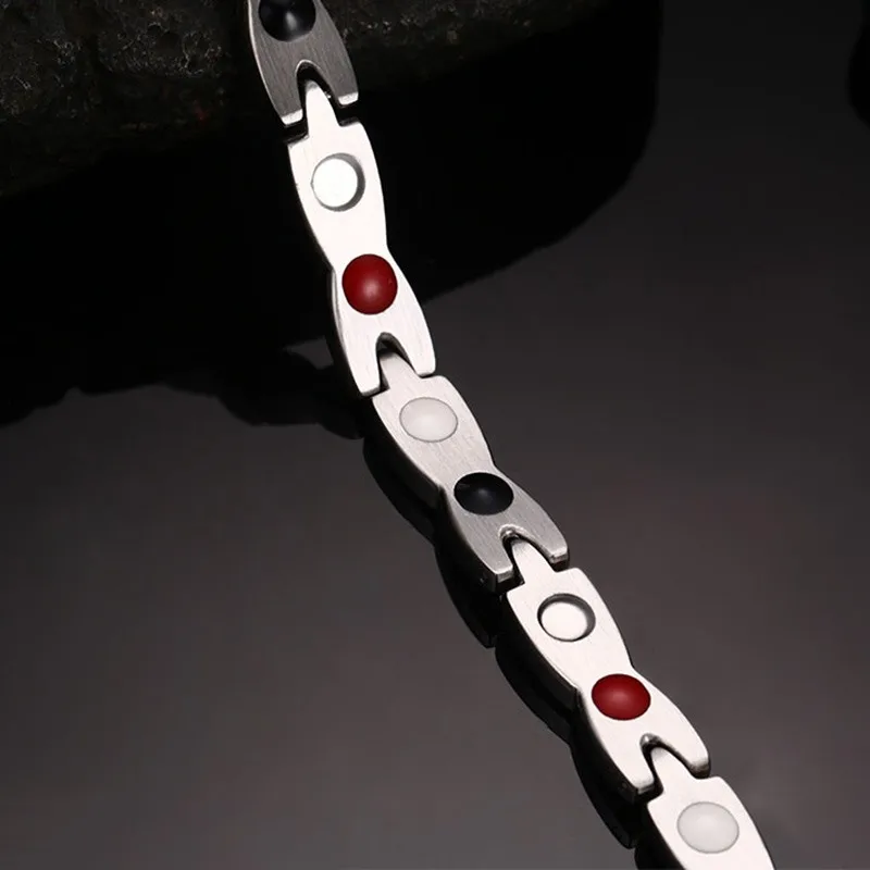 
Wholesale new design stainless steel women charm health stone bracelet 