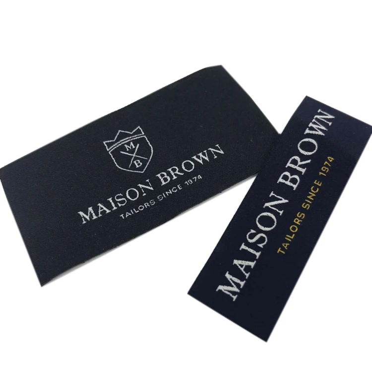 Custom Clothing Brand Name Logo Weave Fabric Woven Label From China Garment Labels Maker Woven Labels Recycled
