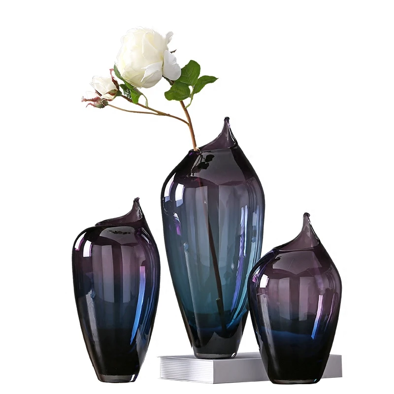 
Hand Blown Hot Sales Unique Shaped Solid Color Glass Vase 