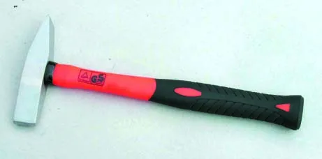 machinist hammer with bleached wooden handle, forged hammer head