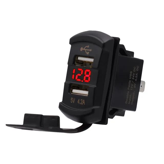 4.2A 12V -24v  USB Charger Socket with  LED Voltmeter