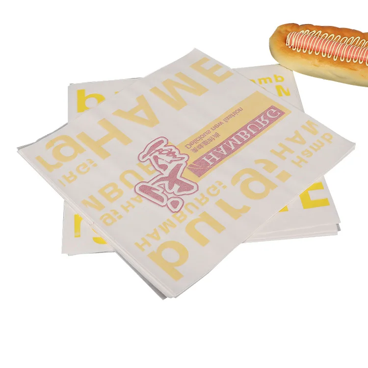 
Custom biodegradable sandwich burger wax wrap paper greaseproof hamburger food grade packaging paper 
