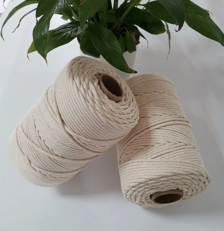4mm Macrame Cotton Cord, 4 Ply Twisted Macrame Yarn, Natural Cotton Cord Perfect Macrame Supplies