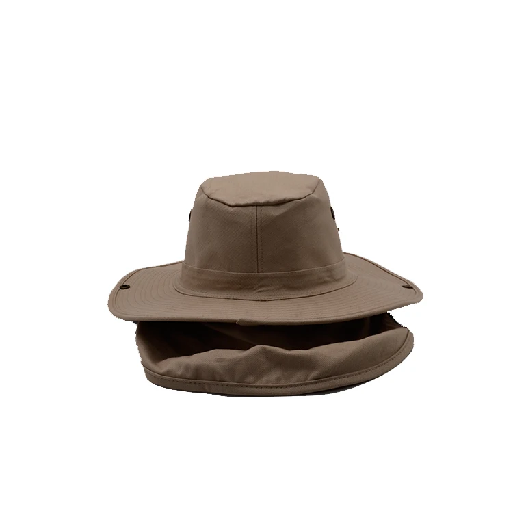 Outdoors custom logo button decoration plain summer safari neck protection fisherman hat bucket hats