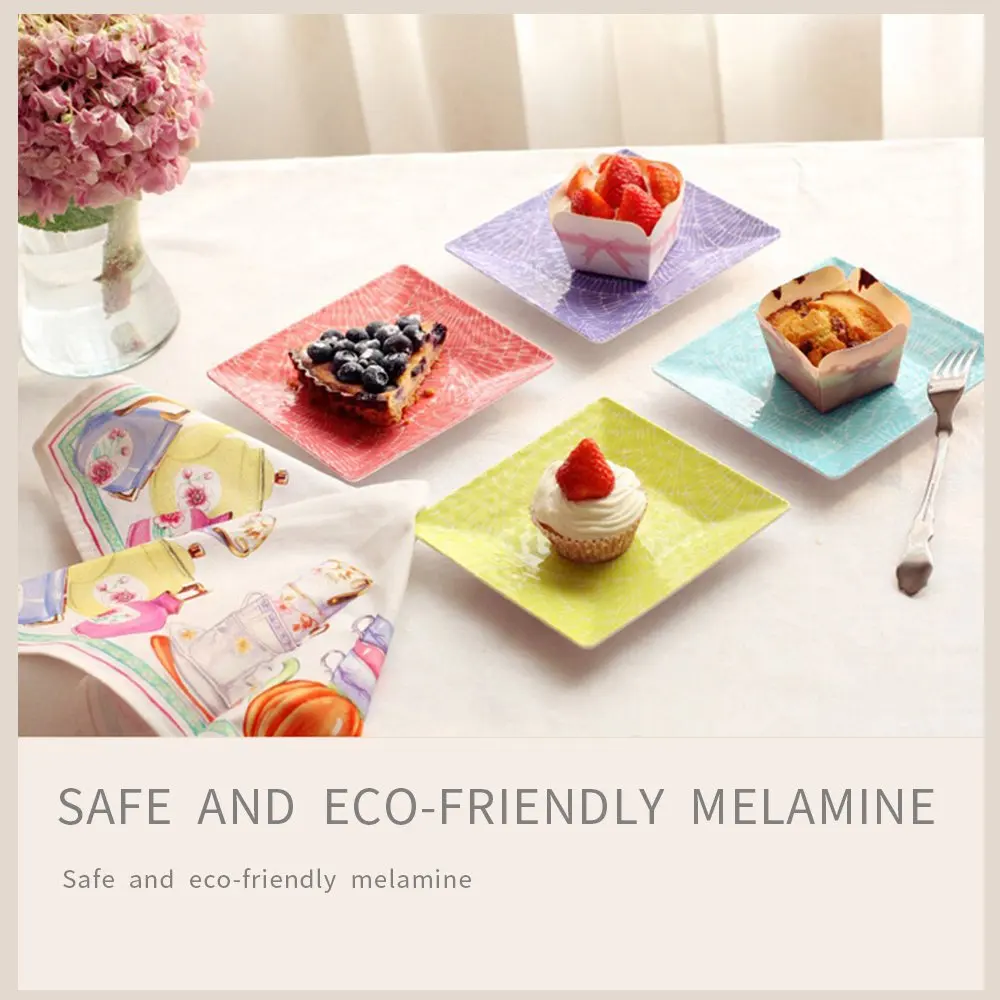  Безопасный и экологически чистый 8 дюймов меламина закуска десерт закуски торт палец-фуд сервировочный квадратная пластина