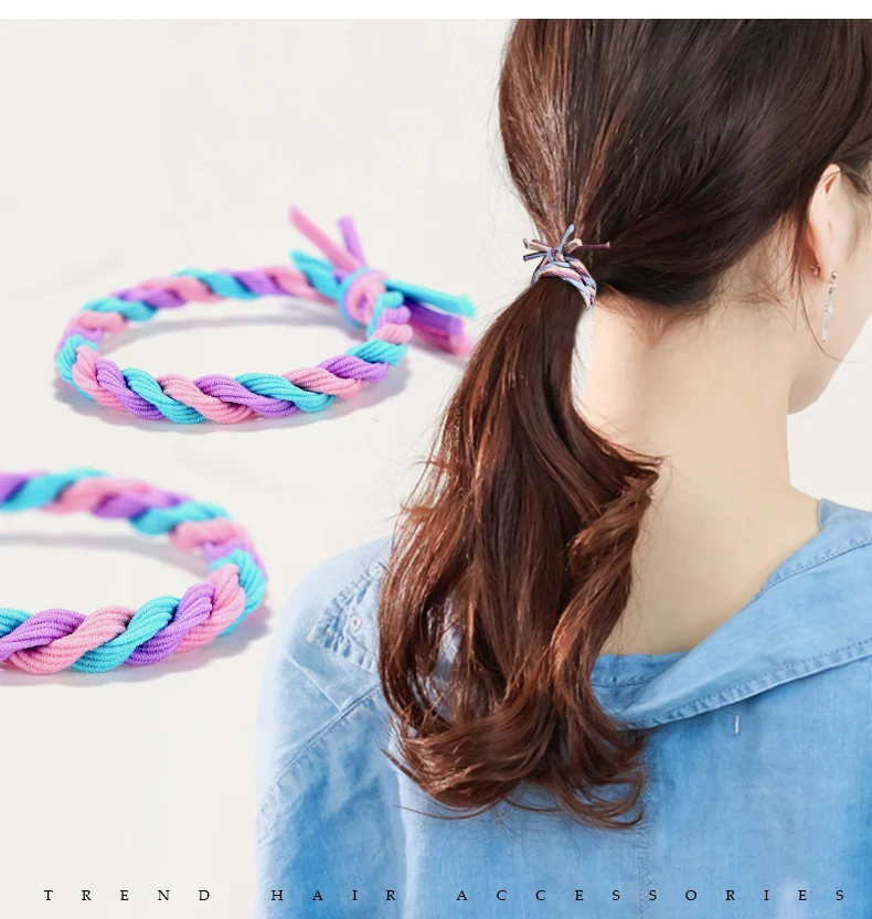 factory supply elegant strong braided elastic hair band with knotted bow