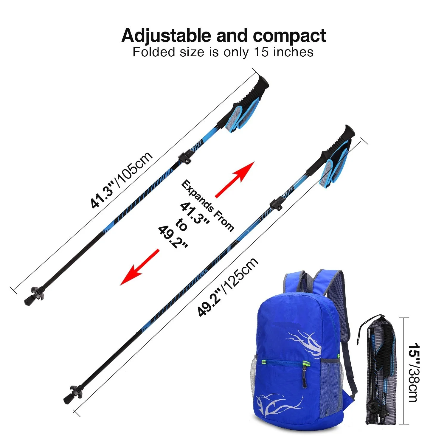 
Clamp Mechanism Carbon Fiber Duralumin 7075 Portable Folding Stool Walking Stick Alpenstock For Nordic Walking Trekking 