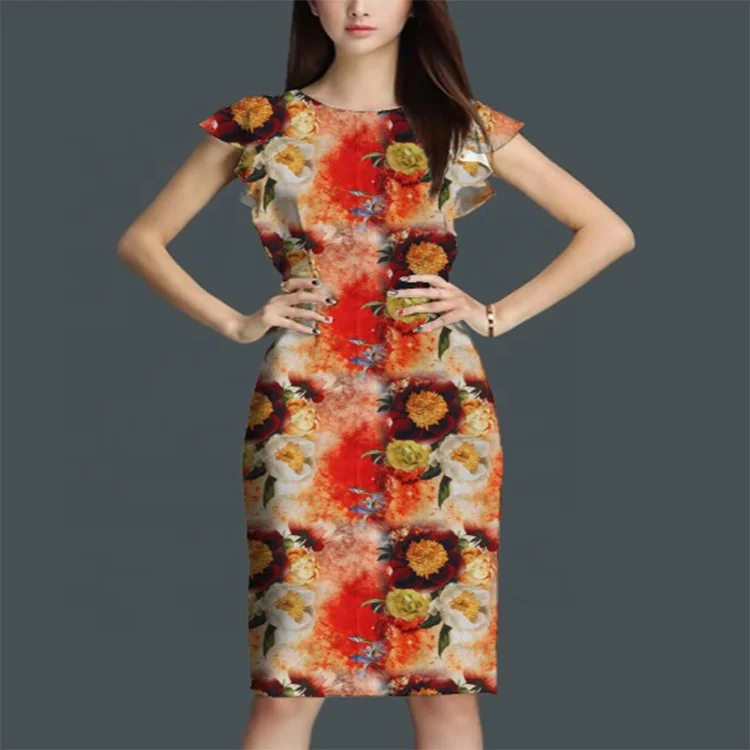 
Air jet color floral pattern soft touch stock printed 100% rayon fabric for beautiful dress 