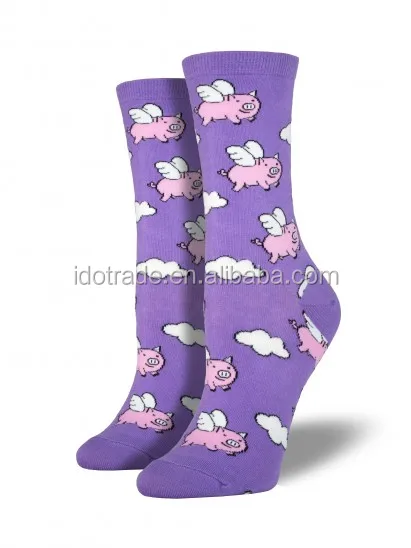 Удивительные милые летающие Носки с рисунком свиньи пользовательские дизайн оптом носки хлопок/бамбуковое волокно
