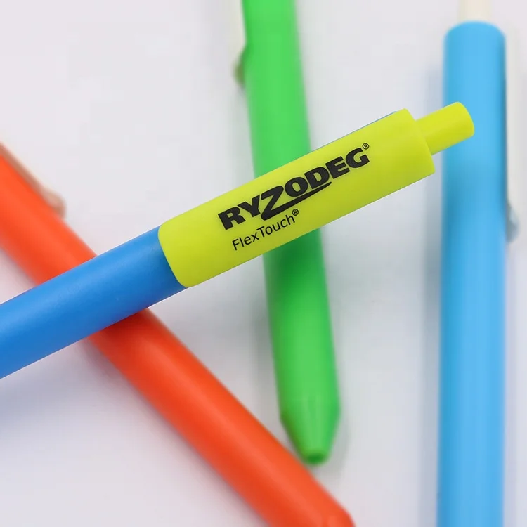 Custom logo printing plastic pen clip rubber grips for Plastic Ballpoint Pen, pen with logo printing