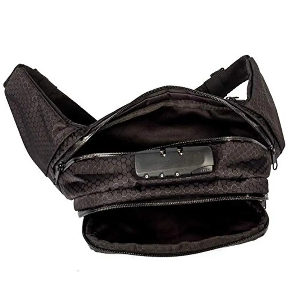 100% Odor Smell Proof Fanny Pack Waist Bag Carbon Fiber Lined with Combo Lock Embroidered Zipper & Hasp Water Proof Unisex Auton