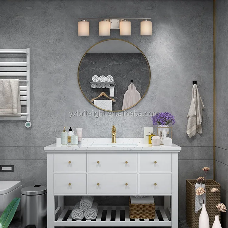 Nickel Vanity lamp IP44 4-Lights Cylinder Bathroom Wall Lamp SconceCylinder Bathroom Wall Lamp