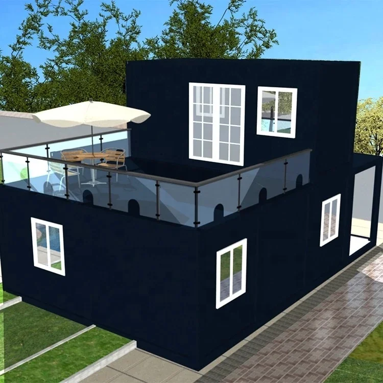 Factory Direct price easy install Steel structure prefabricated house with a balcony