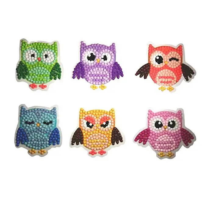 Easy for Kids Arts and Crafts  6 pcs Owl Set DIY diamond Puzzles  Sticker Best Gifts for Children