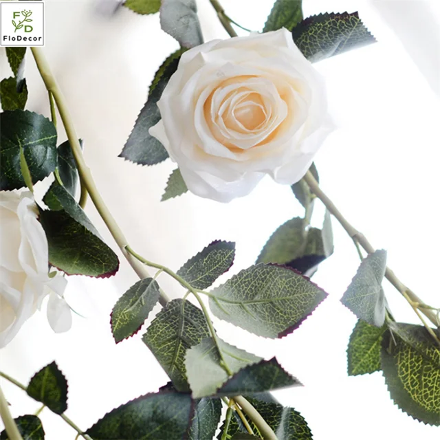 High Quality 180cm Artificial Rose Vine Silk Flower Garland of Rose Wedding Decoration Wreath Party Hotel Backdrop