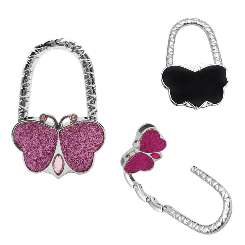Custom Delicate foldable metal butterfly  bag hook purse hanger  folding handbag purse hook bag hanger