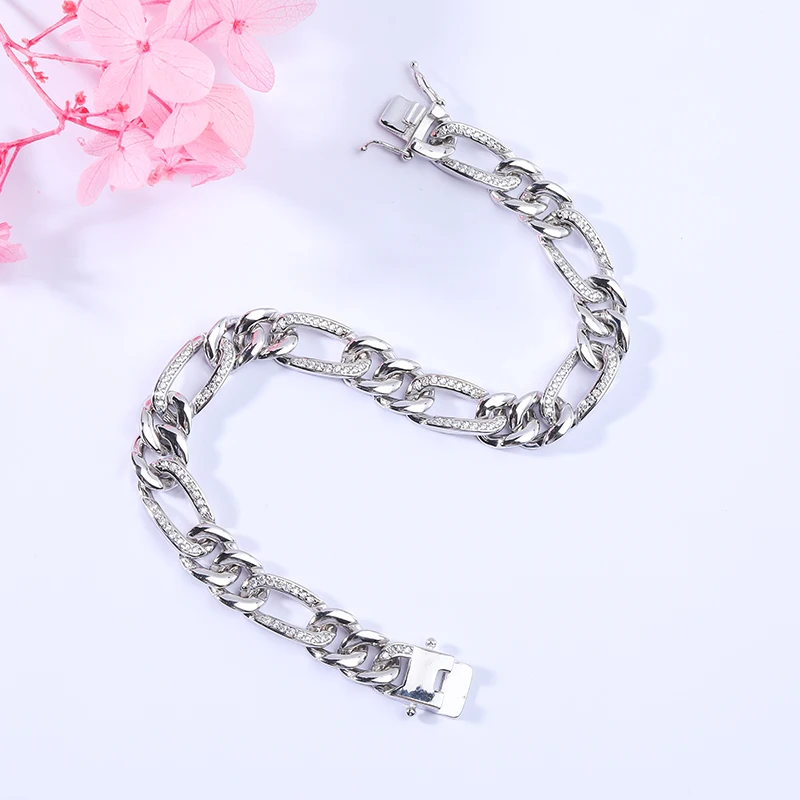 Gold 925 Sterling Silver Jewelry Chain Link Curb Bracelet For Men Women