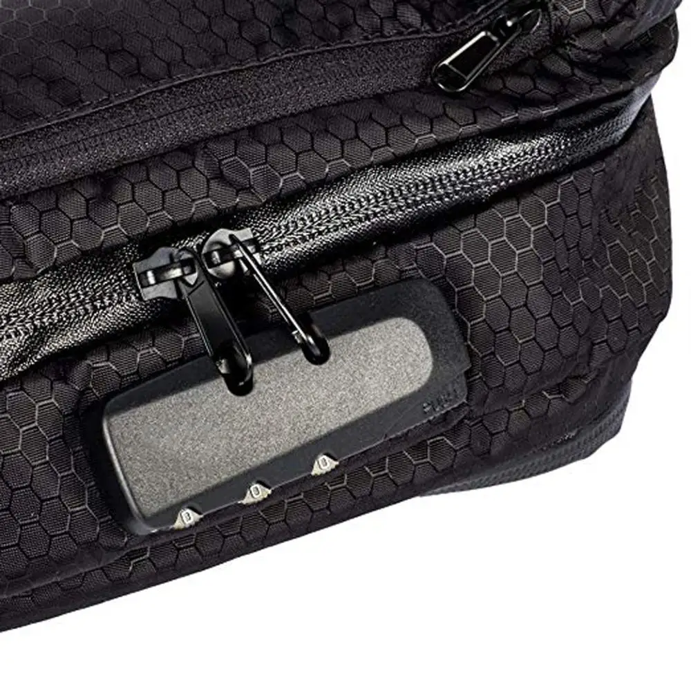 100% Odor Smell Proof Fanny Pack Waist Bag Carbon Fiber Lined with Combo Lock Embroidered Zipper & Hasp Water Proof Unisex Auton