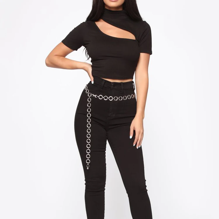 Factory Price Sexy Cut Out Design  crop tops Women Short Sleeve Summer Fashion Tops Blouses